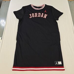 Jordan Short Sleeve Jersey Dress Embroidered Black Red Teen 14-16 XXL